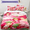 3pcs Strawberry Princess4 Design Cover Set - HD Printed Bedding with 1 Cover and 2 Pillowcases - Perfect for Home and Dorm Decor