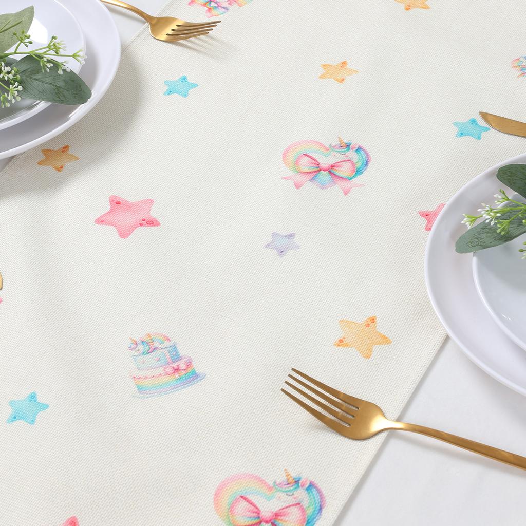 Unicorn Linen Table Runner Flag Birthday Party Decor Kids Girls Unicorn Wedding Birthday Party Favors Supplies Baby Shower Decor