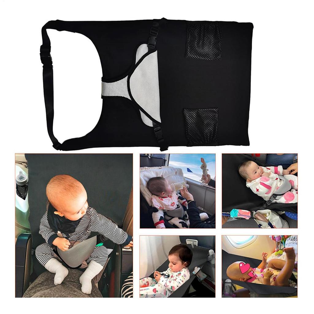 Kids Travel Airplane Bed Portable Plane Seat Foot Rest Extender Breathable Comfort Hammock Must Have for Car Sleep Crib Toddler