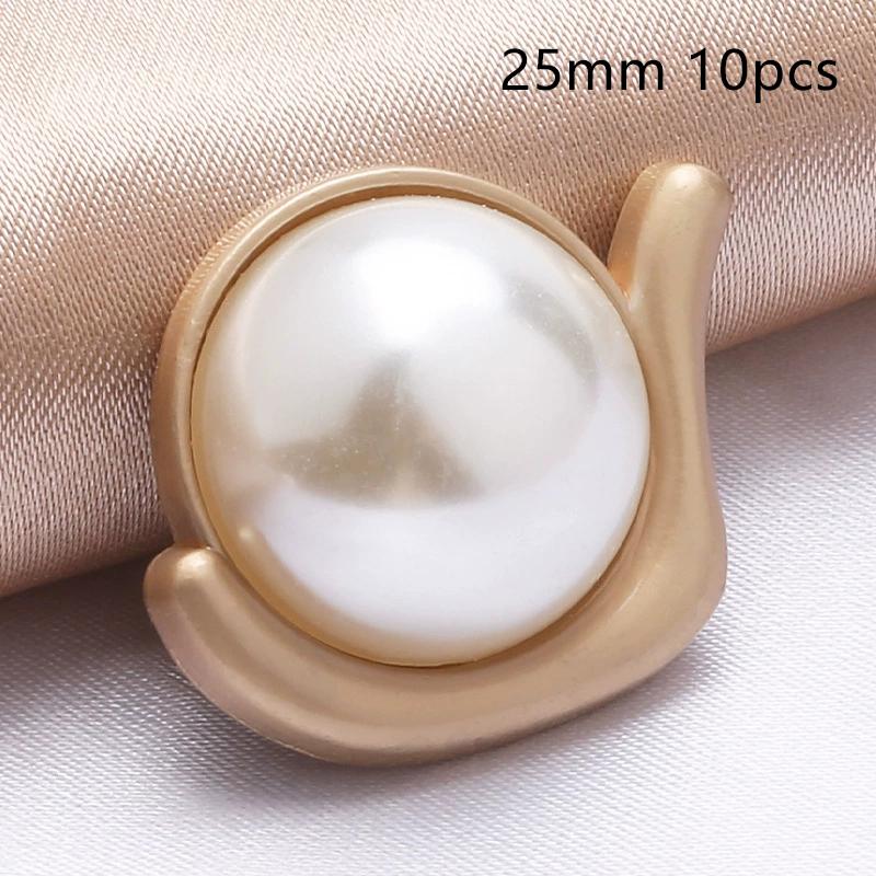 10Pcs 18/20/25Mm Flower Pearl Rhinestones Plastic Shank Buttons For Women Garment Jacket Sweater Handmade Sewing Accessories