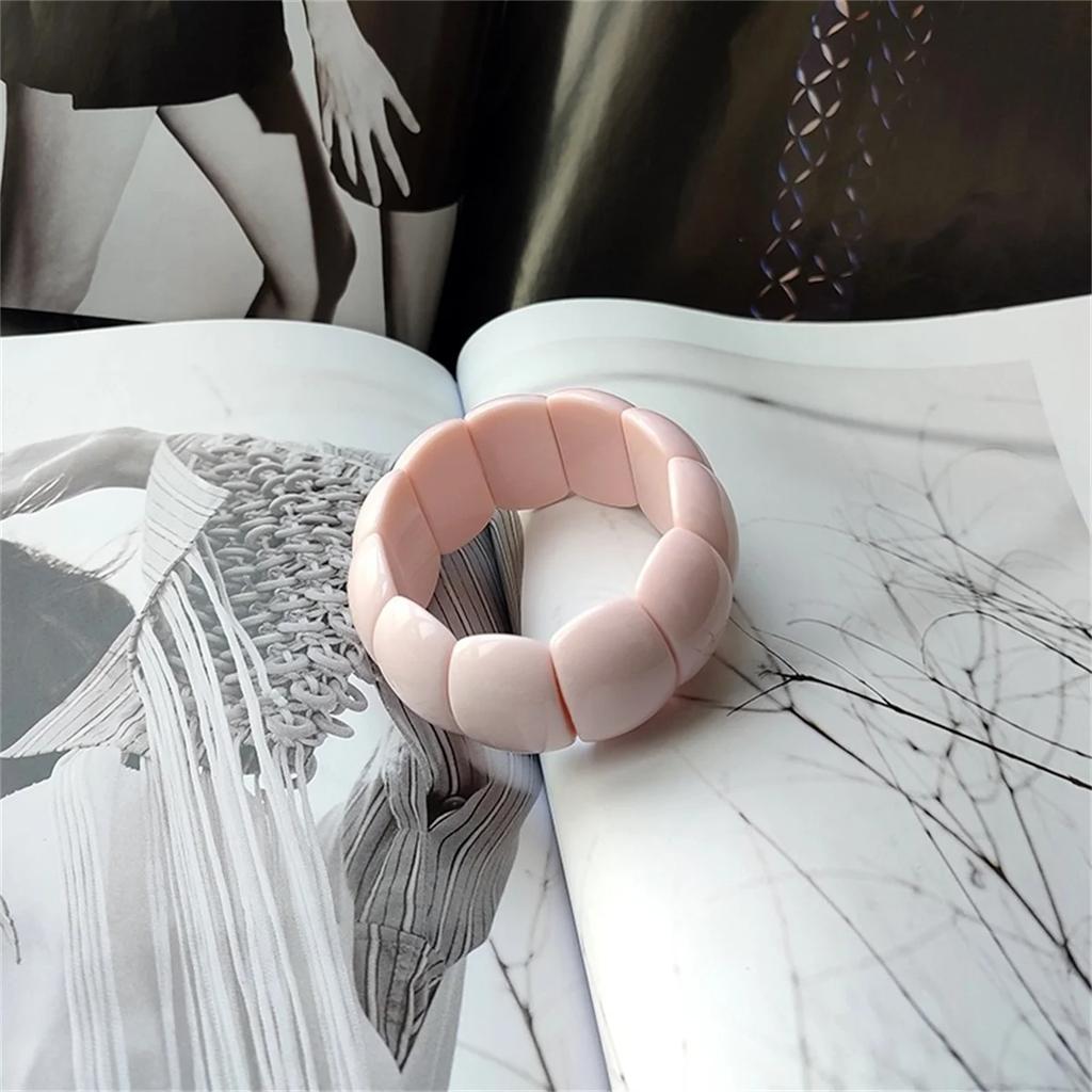 Retro Ovales Acryl Europa Amerika Elastische Armreifen Damen Einzigartiges Design Armbänder Leichter Luxus Party Schmuck Trend Trend Armreif