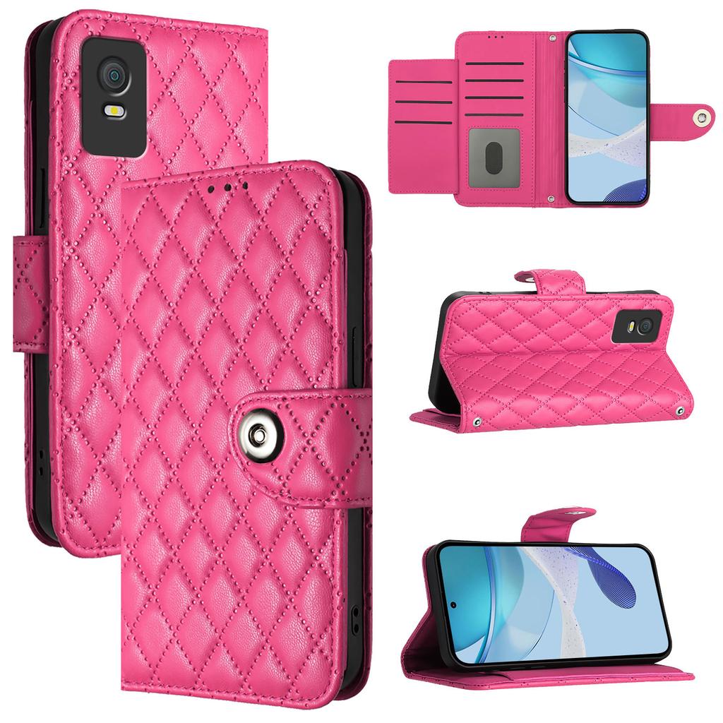 6-Color PU Leather Diamond Check-Patterned Wrist Strap Wallet Phone Case for TCL 305,TCL 306,TCL 30,303,30T,40 SE,403,408,T-Mobile REVVL 7 Pro...