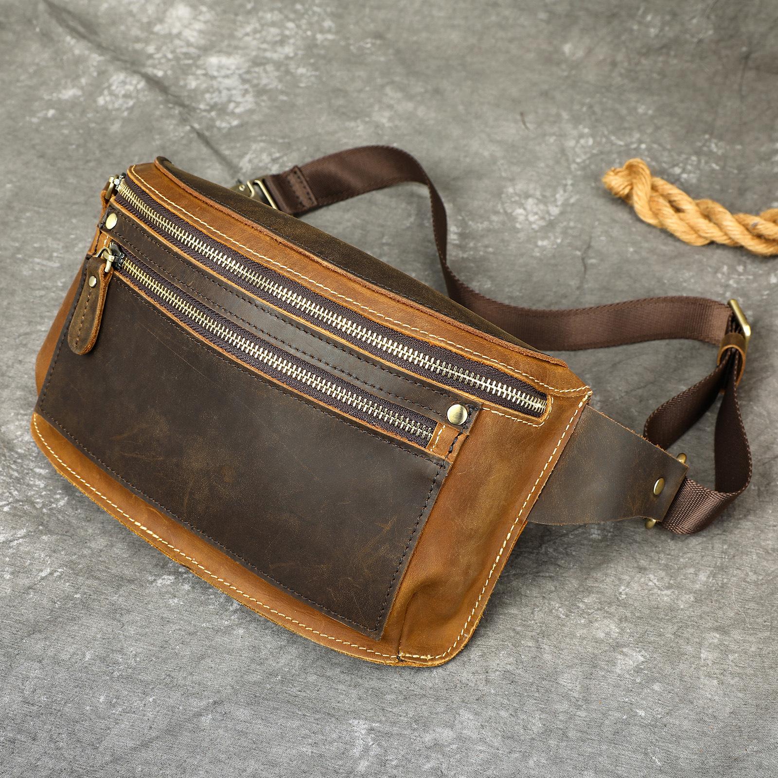 

Повседневная и модная, цветная ретро-поясная сумка из натуральной кожи для улицы, маленькая сумка кроссбоди, сумка на одно плечо One Size кофейный