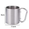 Stainless Steel Mountaineering Water Cup Button Coffee Camping Mug With Carabiner Handle Climbing Hiking Backpacking Travel Cups