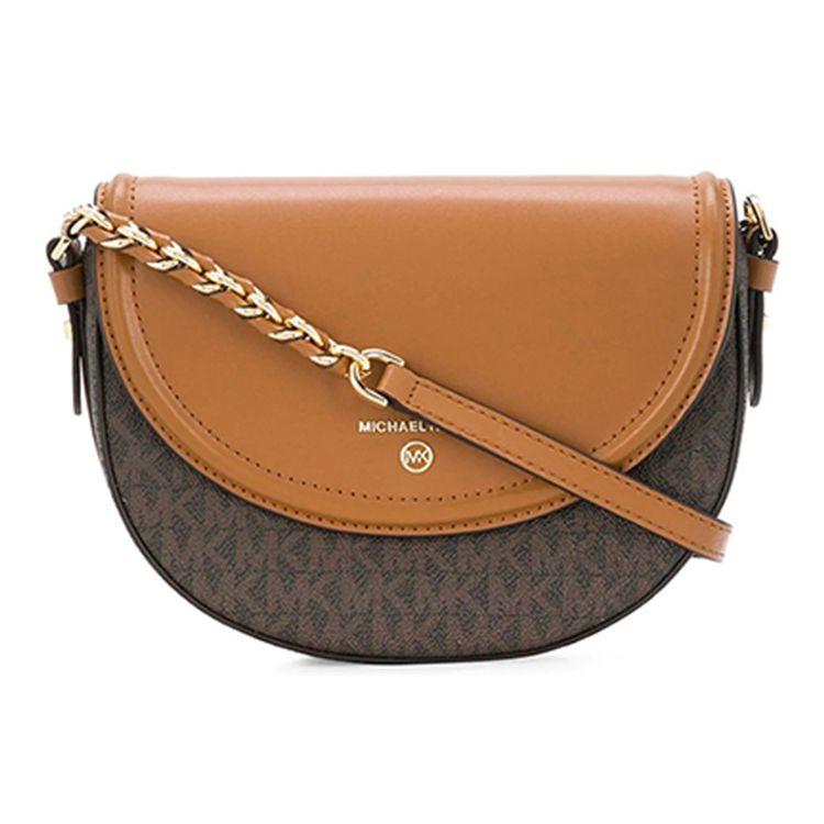 

Michael Kors Mk Jet Set Charm Classic Monogram Color Block Leather Saddle Bag Crossbody Medium Women bags Dark-Brown Acorn-Brown 32T0GT9C6B-252 Basic Set (Bag+Dust Bag)
