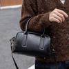 NEW Women's Chic Genuine Leather Bowling Bag Luxury Designer Handbag Soft Waxed Cowhide Ladies Crossbody Shoulder Bag