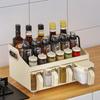 Multi functional spice storage drawer, 4-compartment seasoning storage box with spoon and lid, top table and handle