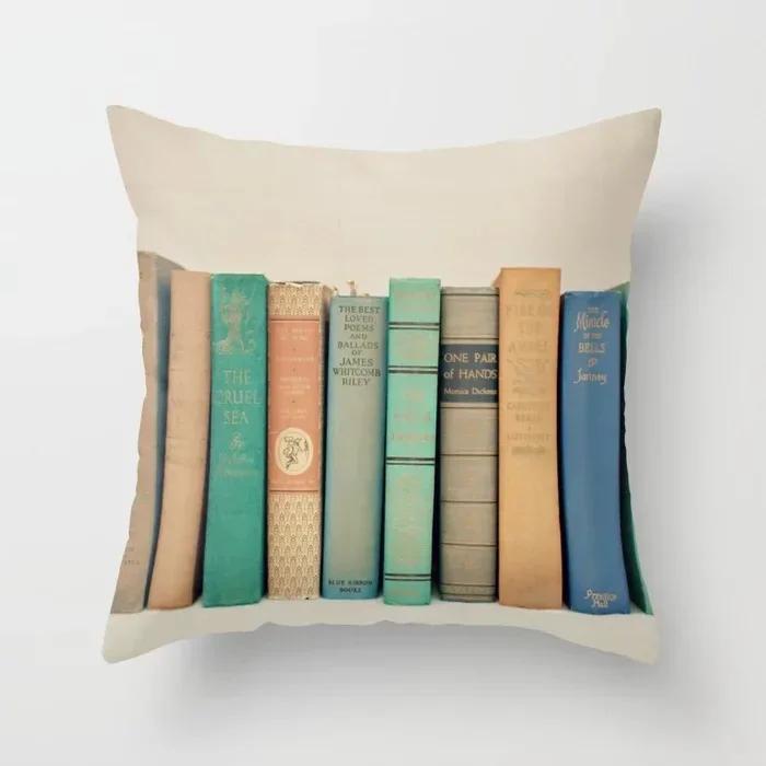 

Ретро Книги Библиотека Серия Узор Наволочка Офис Автомобиль Подушка для Поясницы Чехол Гостиная Спальня Диван Декоративная Наволочка 16x16Inch