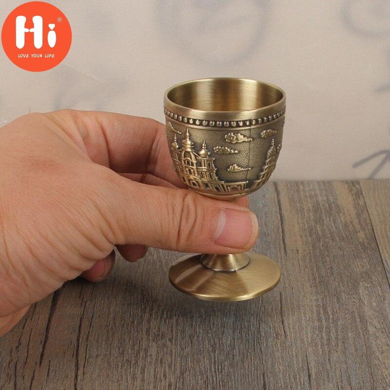Hi European Carving Pattern Vintage Castle kovový pohár na whisky Ručne vyrábaný malý pohár z medeného pohára na víno