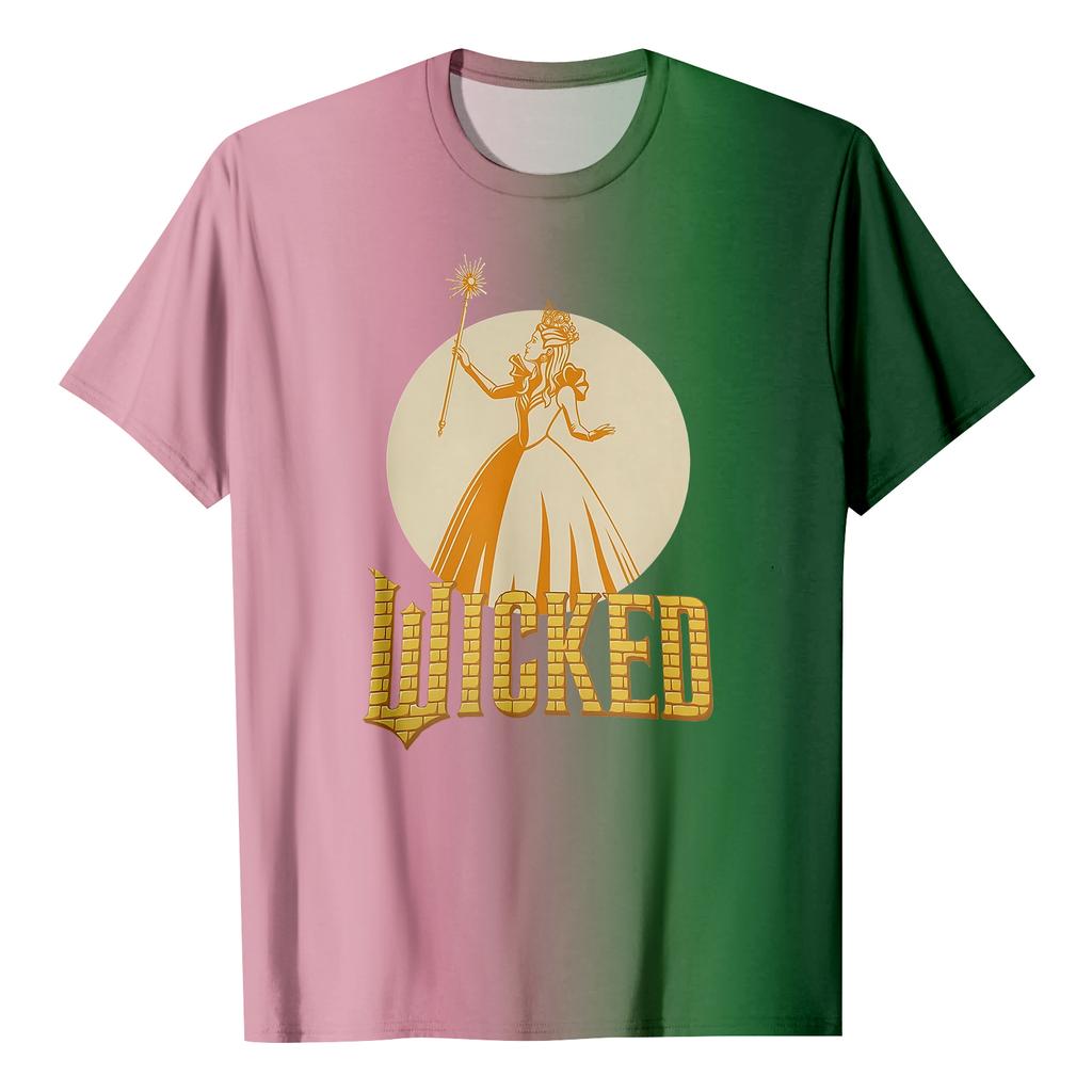 Fashionable Round Neck Short Sleeve Work Clothes Printed Tops For Womens Summer Tops