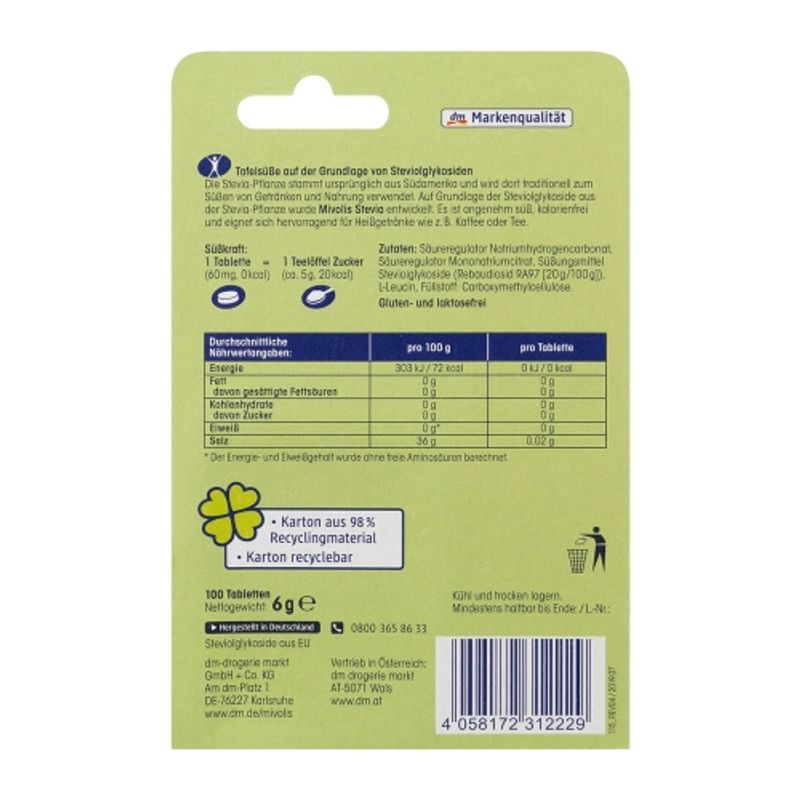 Mibolis Stevia Sweetener 100 Tablets