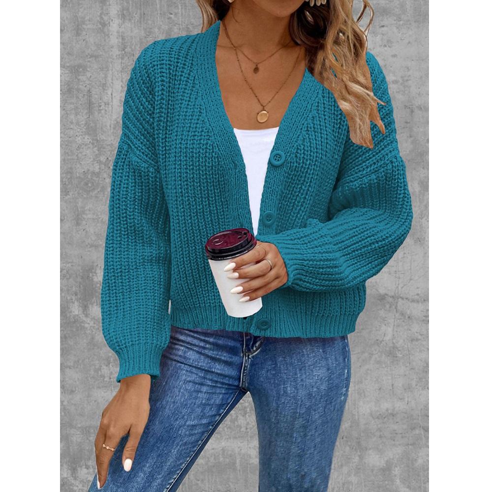Women Autumn Winter Knitted Sweater Coats Single Breasted Long Sleeve V-neck Knitwear Cardigans Jackets