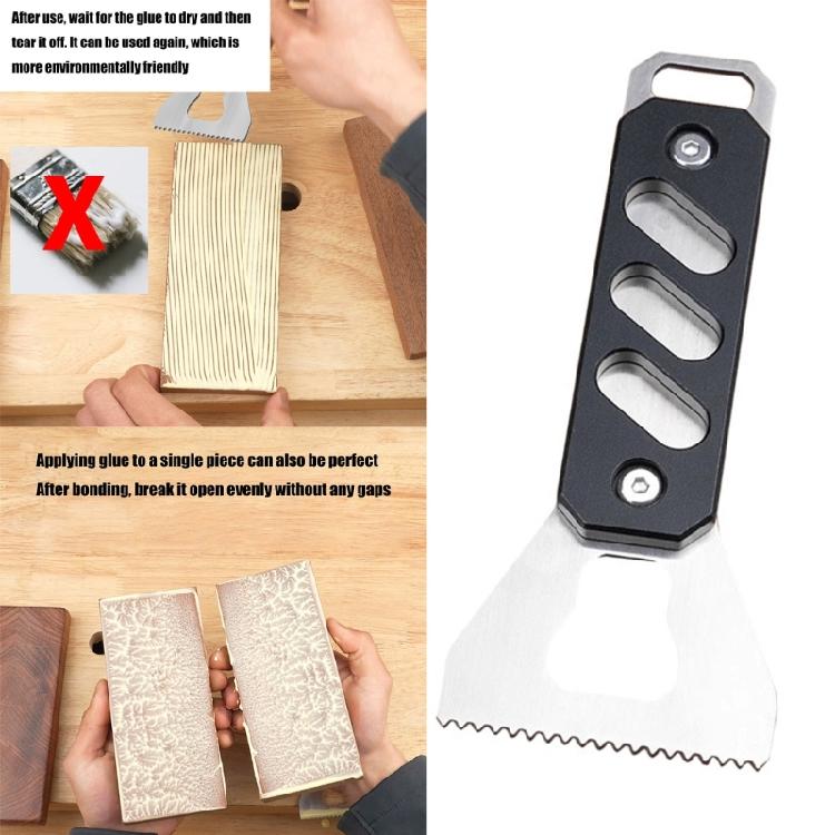 Glues Spatula Tool Serrated Edges Design Woodworking Adhesive Spreader Glues Applicator with Ergonomic Aluminum Handle