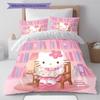 Hello Kitty Cute Pattern Bedding,Quilt Set Quilt Cover Pillowcase Home Birthday Gift(1 * Duvet Cover + 2 * Pillowcase, Without Core)