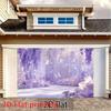 Magical Purple Floral Tapestry, Dreamy Garden with Hanging Wisteria, Butterflies and Soft Sparkles, Romantic Wall Art