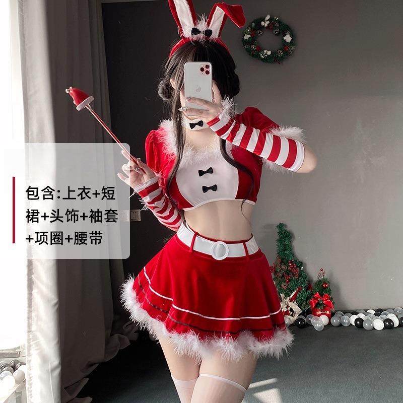 Sex Underwear Christmas Bunny C Uniform Velvet Skirt Set Performance Costume Winter