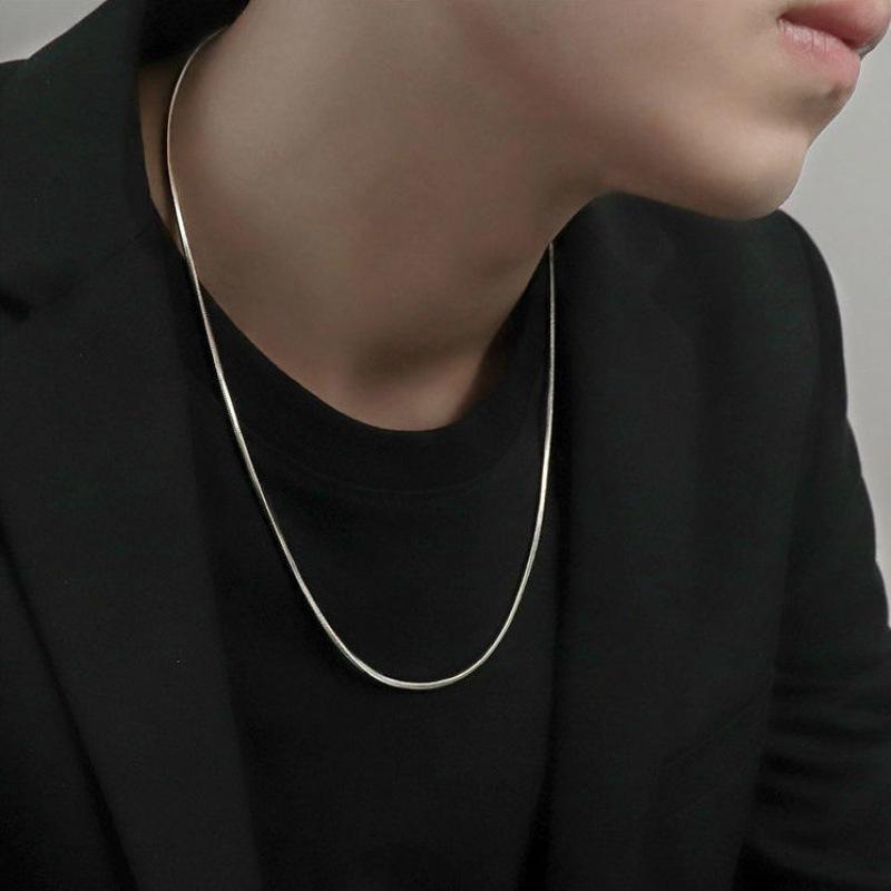 Men's Titanium Steel Clavicle Chain - Trendy Snake Bone Hip Hop Design, European and American Style.