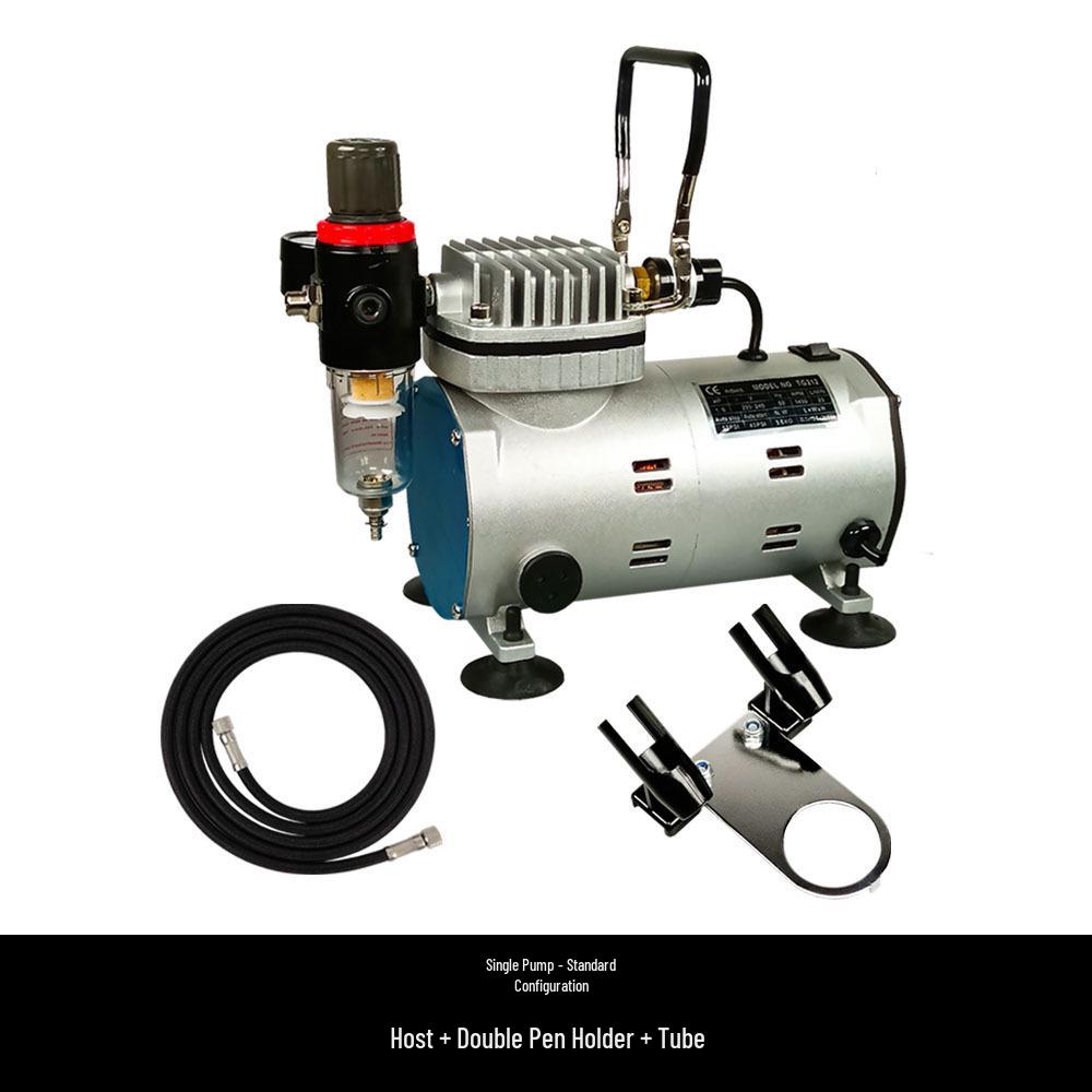HD-130 Airbrush Set: Silent Mini Compressor & Piston-Type Model Painting Tool