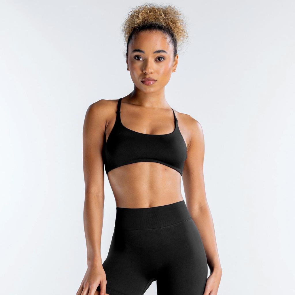 DFYNE Sport-BH mit gekreuztem Rücken und nahtlosem Design: Hochelastische Matte Nylon Yoga Weste für Damen