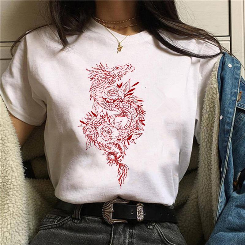 Harajuku Chinese Dragon Print Popular Fashion Trend Largesized Thin Unisexs and Womens Same Shortsleeved Tshirt Graphic