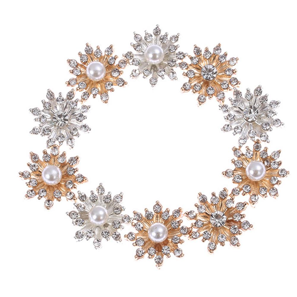 10PCS Sparkling Rhinestone Buttons Vintage Buttons For Apparel Sewing Pearl Hairpin Decoration DIY Jewelry Crafts Flower Buttons