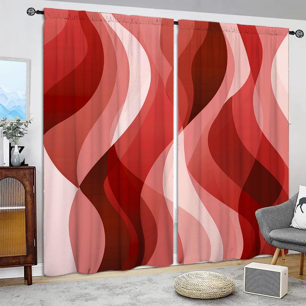 

2 шт. Красная штора с принтом ветра для домашнего декора - Карманная штора для окон в спальню, офис, кухню, гостиную и кабинет 52.5cmX116cm X 2pcs
