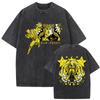 Anime JoJo's Bizarre Adventure Jolyne Washed Vintage T-shirt Summer Men Women Manga Casual Cotton Crewneck Short Sleeve T Shirt