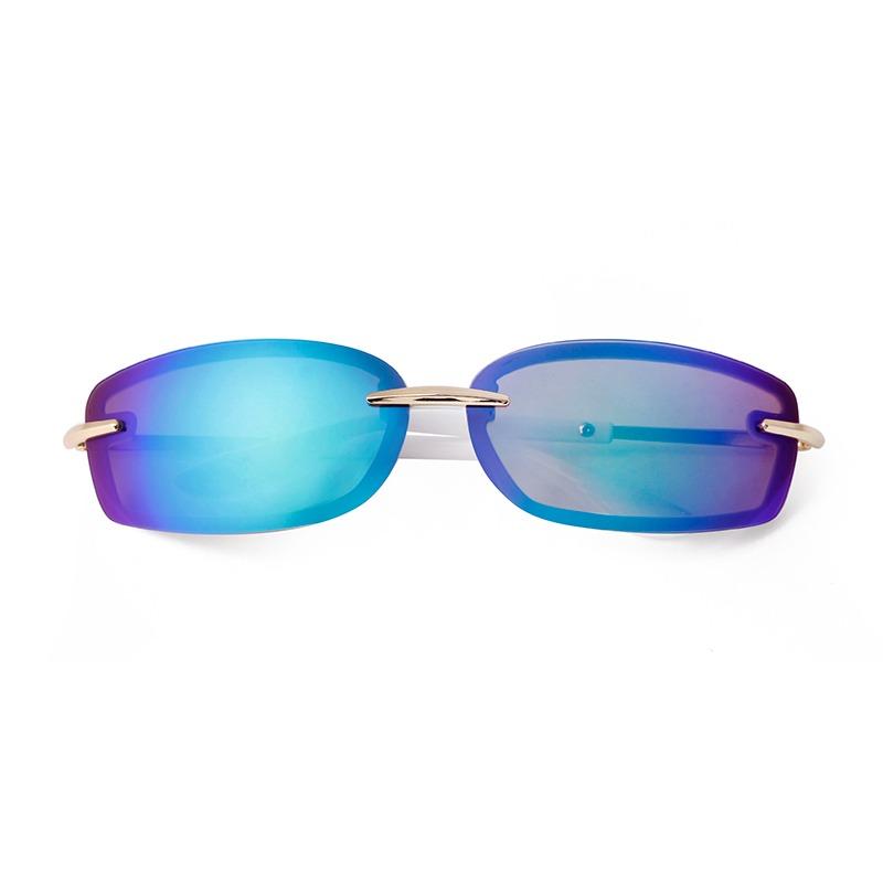 Trendy Y2K Rectangle Sunglasses Women Men Luxury Brand Designer Futurist Silver Lens Sun Glasses Green Rimless Shade S207