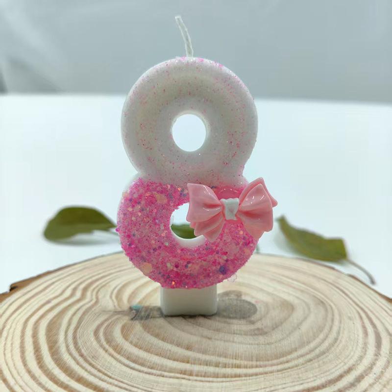 

Креативный цифровой розовый белый бант цифровая свеча украшение для торта на день рождения украшение для вечеринки по случаю дня рождения предметы первой необходимости number 8