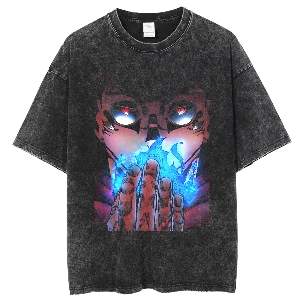 Gojo Satoru Grafické Vintage Prané Pánské Tričko Oversized Y2k Tričko Anime Manga Krátký Rukáv Harajuku Pánské Bavlna Vysoká Kvalita Krátký Rukáv