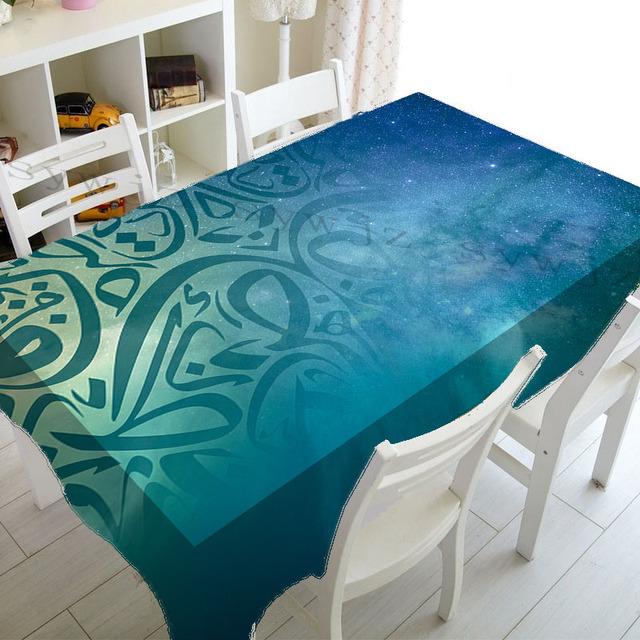 Muslim Mosque Ramadan Tablecloth Kitchen Rectangle Tablecloth Crescent Lantern Waterproof Accessory Festival Party Tablecloth