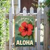 Vintage Aloha Red Hibiscus Metal Sign Tropical Beach House Wall Art Retro Hawaiian Garden Decor Indoor Outdoor