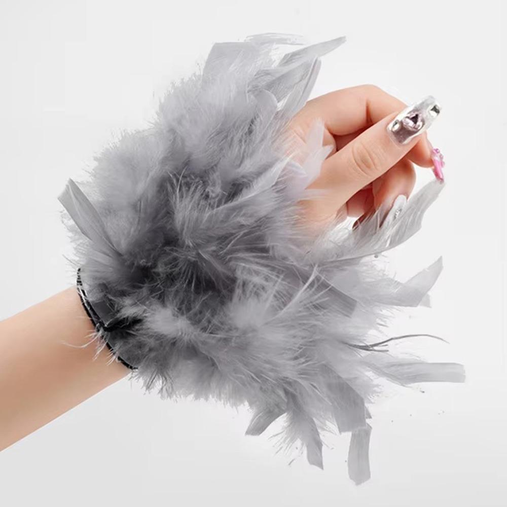 Removable Plush Wrist Cuffs Feathers Nail Ornament Wristband Sexy Bracelet Sleeves  Nail Decor