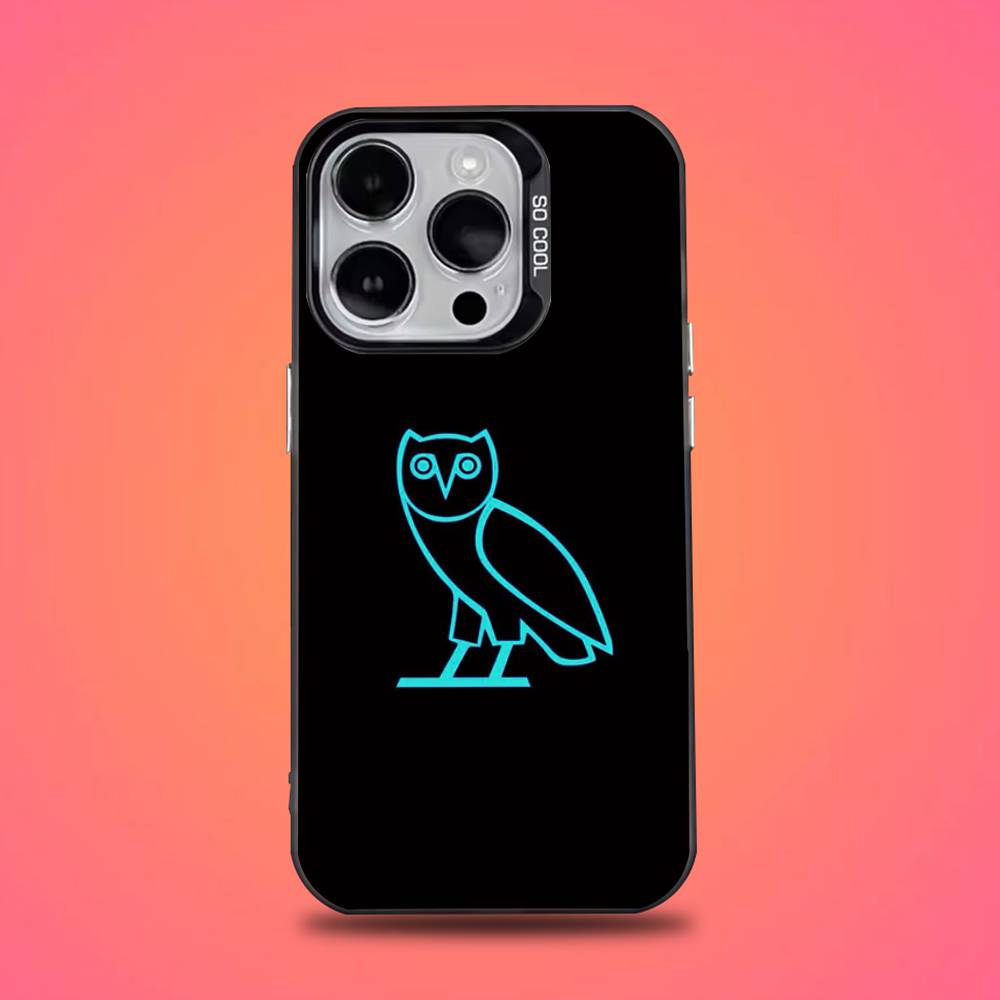 Custodia per Telefono Drake O-OvO OWL Per iPhone 16,15,14,13,12,11,Pro,Max,Plus,Mini,XS,SE Anti Caduta Nero Opaco Bumper Rigido