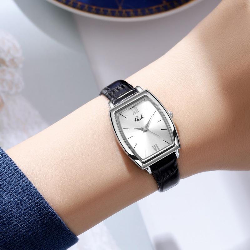 Retro Wine Barrel-Shaped Women'S Watch Simple And High-End Belt Watch Women'S Waterproof Quartz Watch