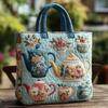 Gesteppte Vintage Handtasche Damen Tragetasche Umhängetasche Maschinenwaschbar Florale Geldbörse für Pendeln Reisen Einkaufen Strand