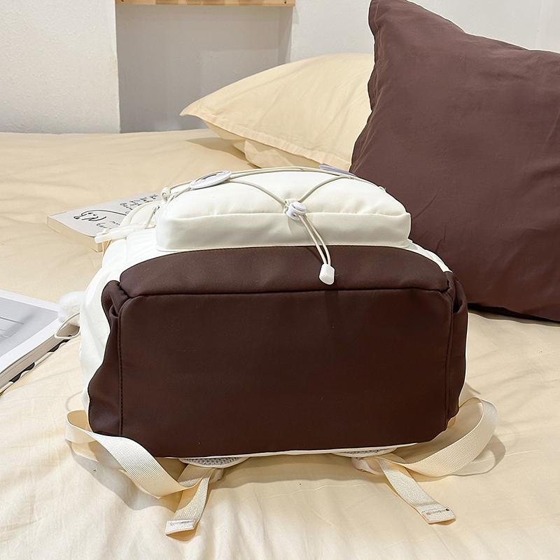 Drawstring Backpack Girl's Large Capacity Backpack Color Contrast Student Schoolbag Travel Bag