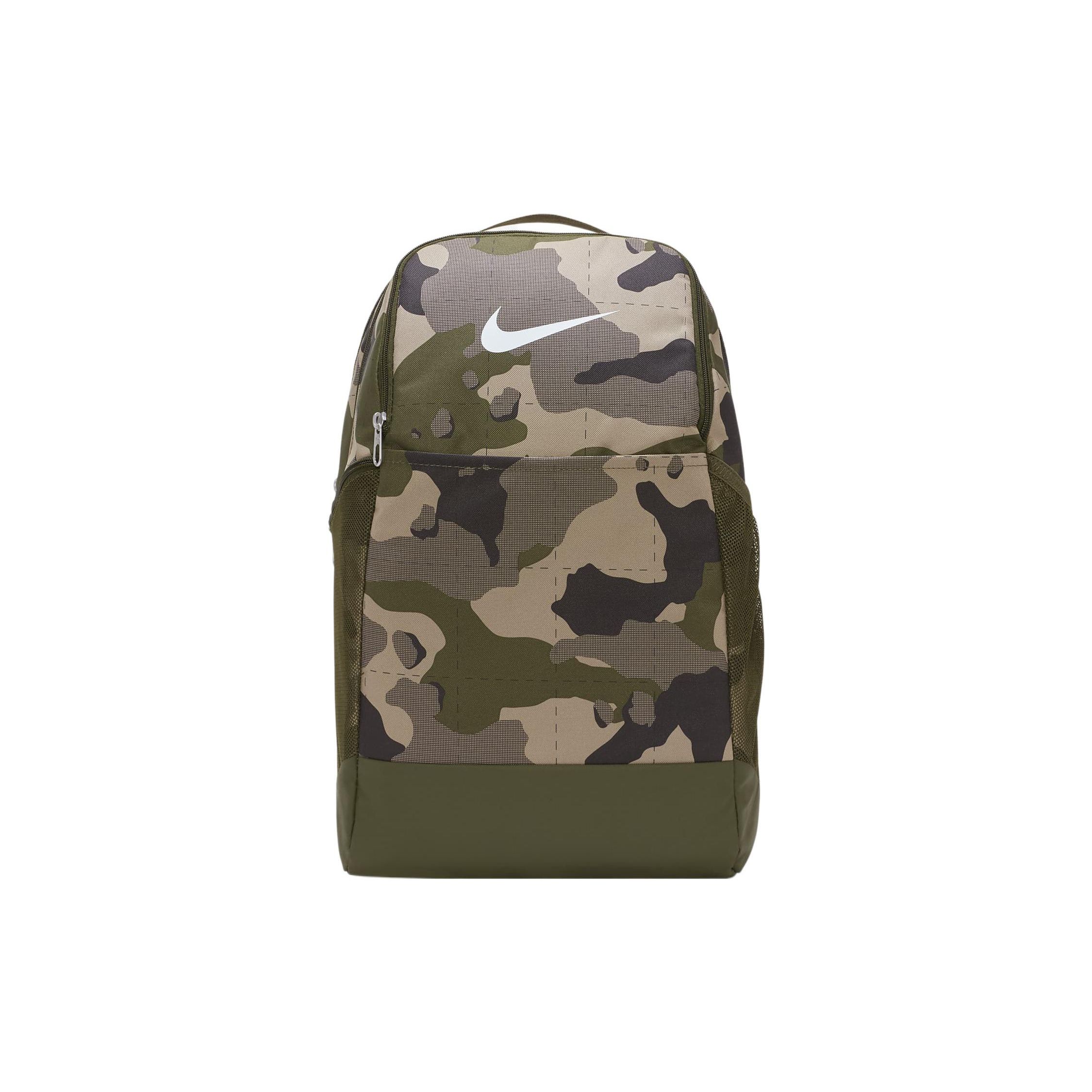 Nike Brasilia Camouflage Print Large Capacity Zipper Closure Polyester Backpack Men Backpack Military-Green DB1161-247 Army Green