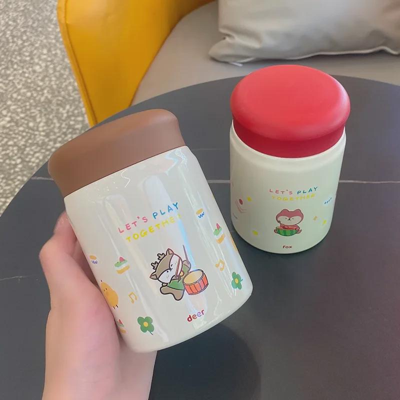Small Cartoon Stew Cup: Portable, Cute Stainless Steel Insulated Mug for Girls & Students - Perfect for Porridge