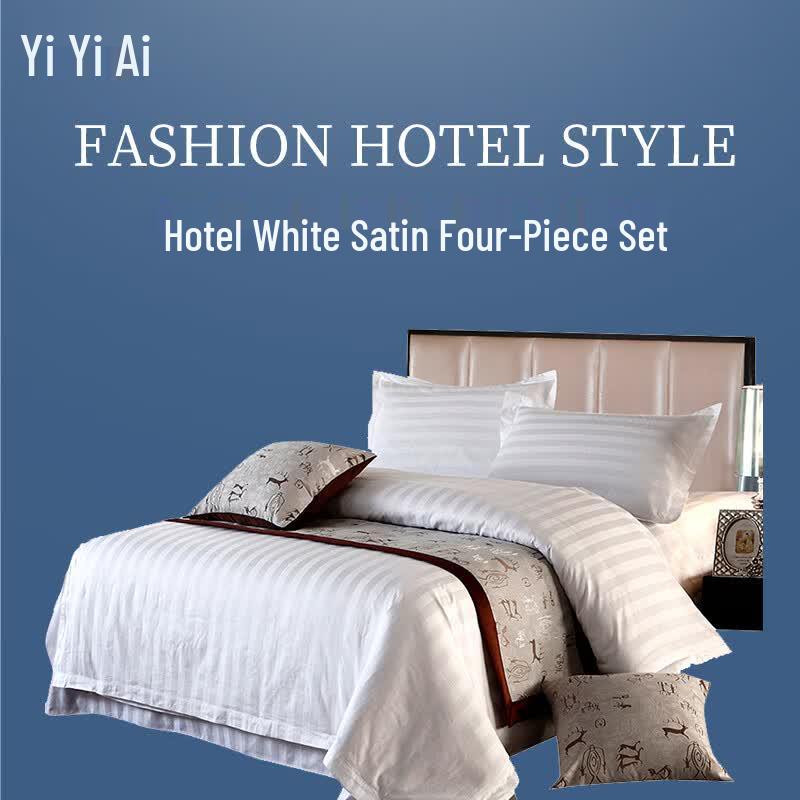 Yiyiai Pure Cotton Hotel Style 4-Piece Bedding Set