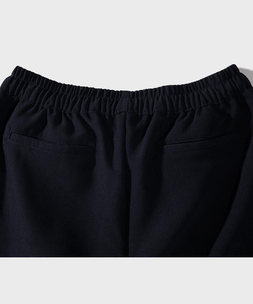 FFEFF STUDIO Single-Pleat Wide Elastic Waist Slacks (Dark Navy)