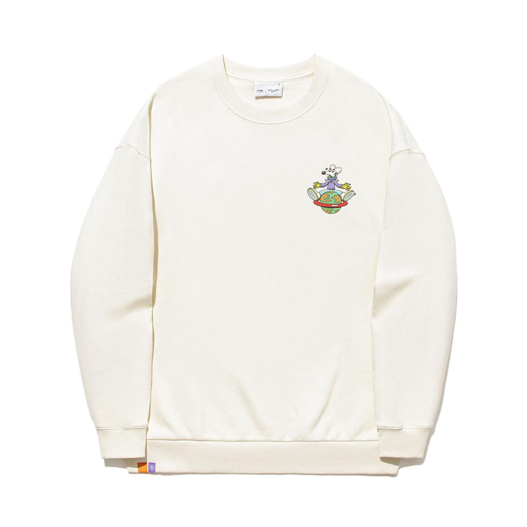 Li Ning X Steven Harrington Collaboration Skateboard Series Simple Print Loose Fit Pullover Long Sleeve Sweatshirt Men sweatshirt Off-White AWDTD09-1