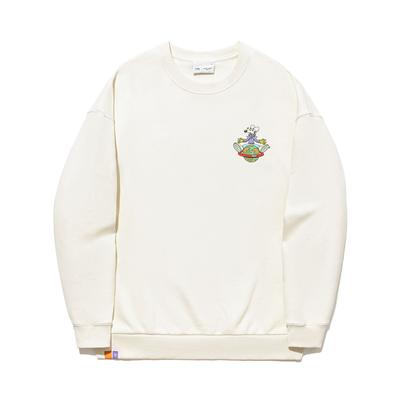 Li Ning X Steven Harrington Collaboration Skateboard Series Simple Print Loose Fit Pullover Long Sleeve Sweatshirt Men Sweatshirt Off-White AWDTD09-1
