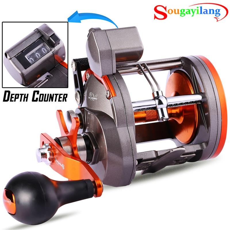 Trolling Fishing Reels Metal Baitcasting Reel with Depth Counter Left