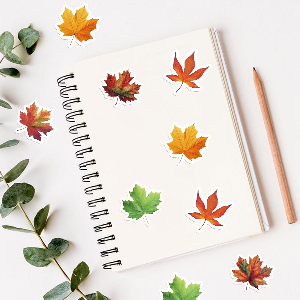 500 Pieces Autumn Stickers Maple Leaf Laptop Stickers Decal Roll For Fall Thanksgiving Water Bottle Planner Letter Scrapbook
