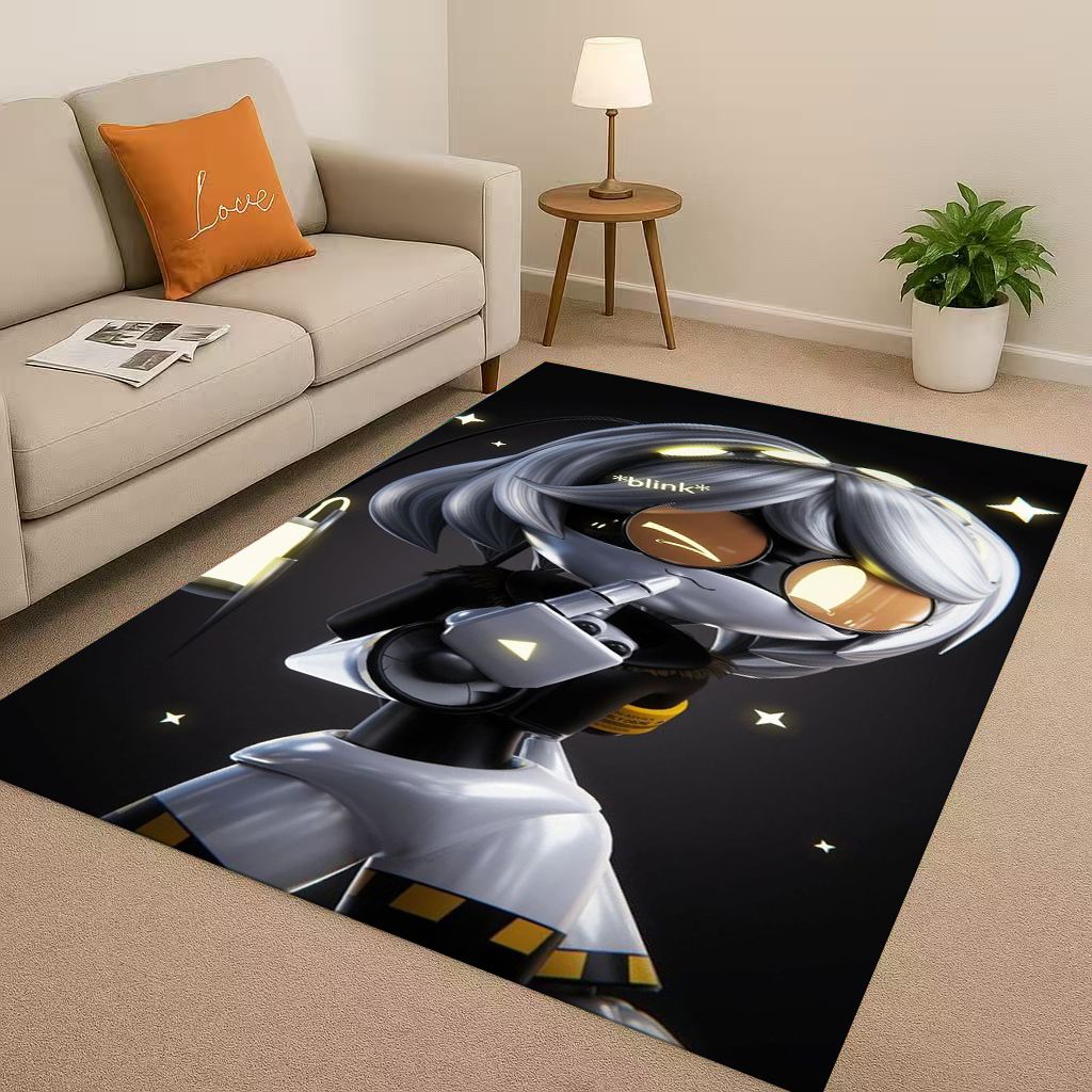 HD Cartoon Murder Drones V Uzi Robot Living Room Non Slip Area Rug Soft Carpet for Bedroom Playroom Sofa,Easy Clean Home Doormat