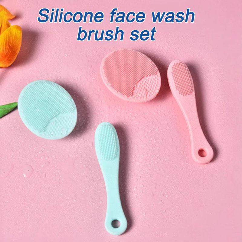 New 2pcs Face Massage Brush Silicone Face Scrubber Pore Cleaner Skin Care Brush Cleansing Face Brush XLS01