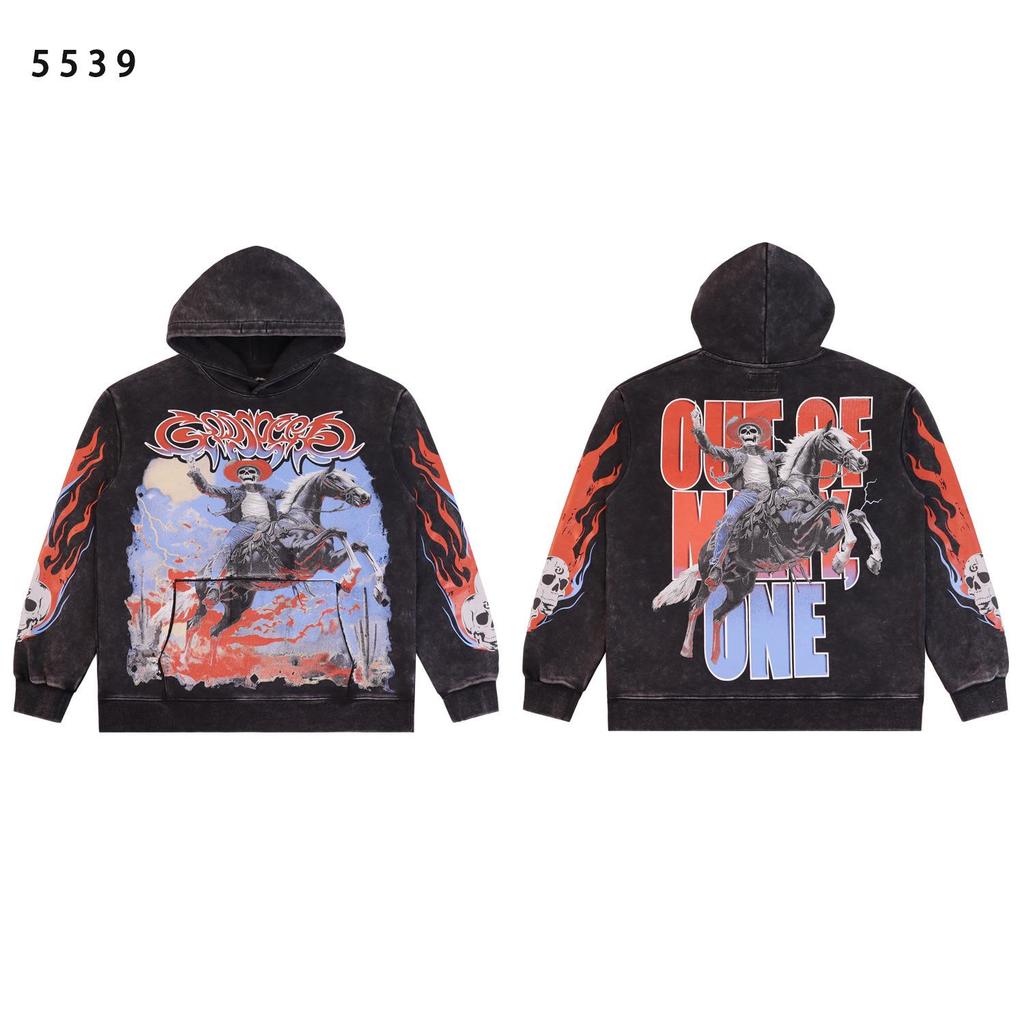 American Trendy GD Rock Retro Distressed Hoodie - Autumn/Winter Fashion