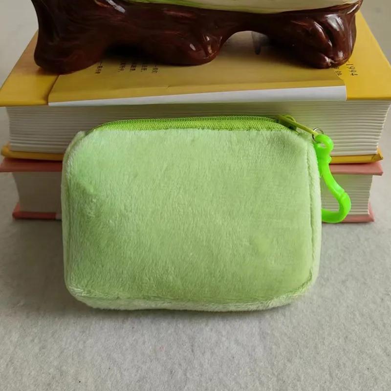 Mini Fashion Plush Square Zipper Coin Purse Card Package Coin Bag Cute Purse Key Earphone Pouch Women Thin Small