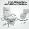 Rolling Chair, Linen Look, Height-Adjustable, 160 Degree Recline, Footrest, Cream White